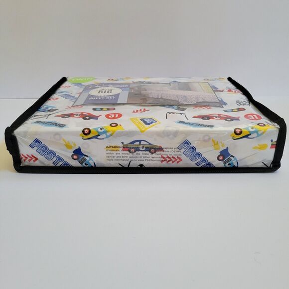 Racing Race Car Speed Sports Indy Nascar Theme 3 pc Twin Sheet Set Kids Checker - Picture 8 of 10